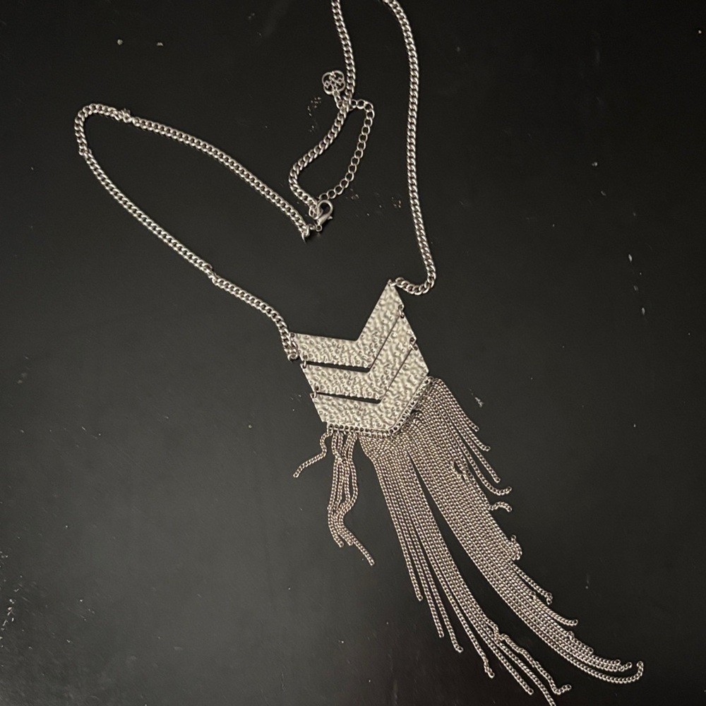 Elegant Silver Fringe Necklace